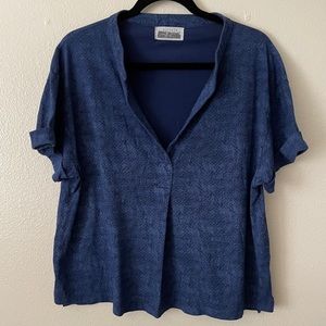 Kealopiko Pilialo Organic Cotton Indigo Blue Top Maka ‘Upena Pupu EUC